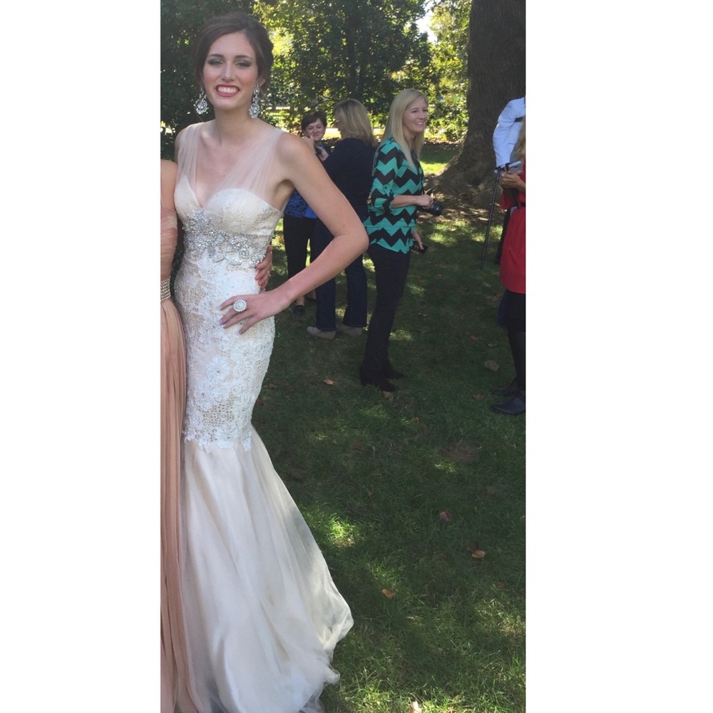 White Lace / Beaded Prom Dress